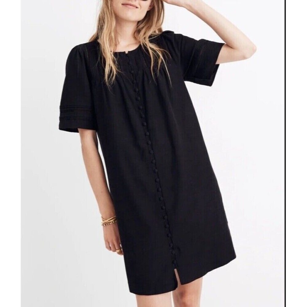 Madewell Black Button-Front Mini Dress